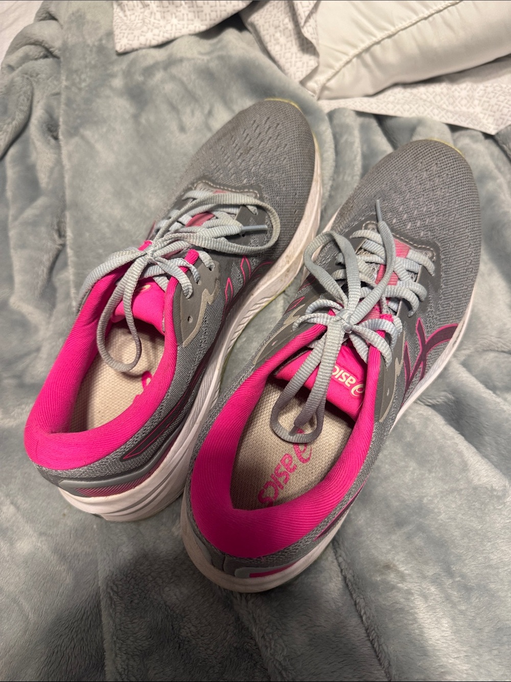 ASICS Gray and Hot Pink Women's Athletic Sneakers